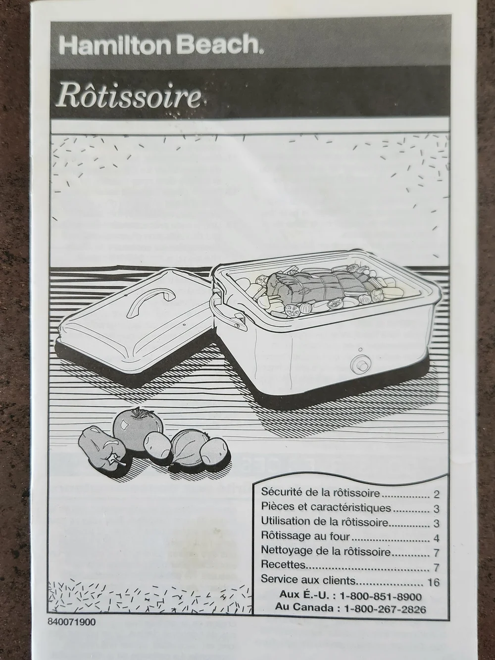 Hamilton Beach Roaster Oven Paper Manual & Recipes 840071900 English/French